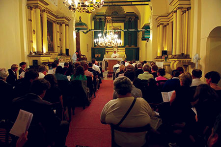 Worship at the Istanbul congregation. They meet in an old church building of the Armenian Catholic Church.