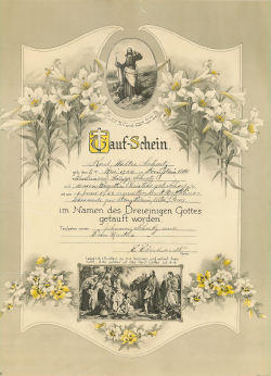 Carl's baptismal certificate, dated June 1924.