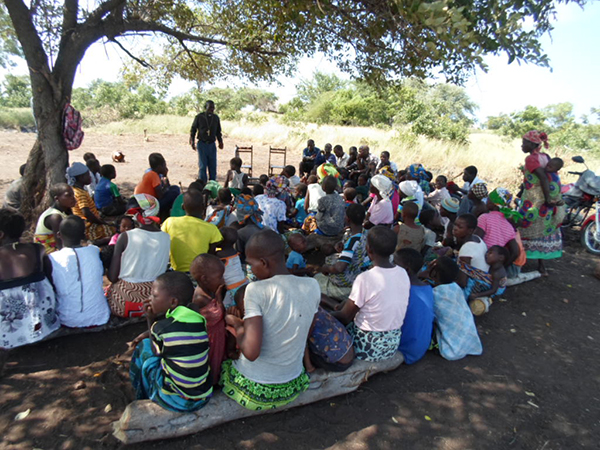 Preaching in one of the mission plants near Kapasseni.