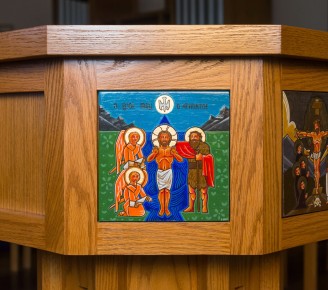 New artwork added to CLTS catechetical baptismal font
