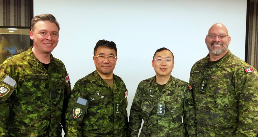 LCC military chaplains at the 2019 Exercise Faithful Warrior: Lt.(N) David Jackson, Capt. D.J. Kim, Capt. Min Kim, and Capt. Sye Van Maanen