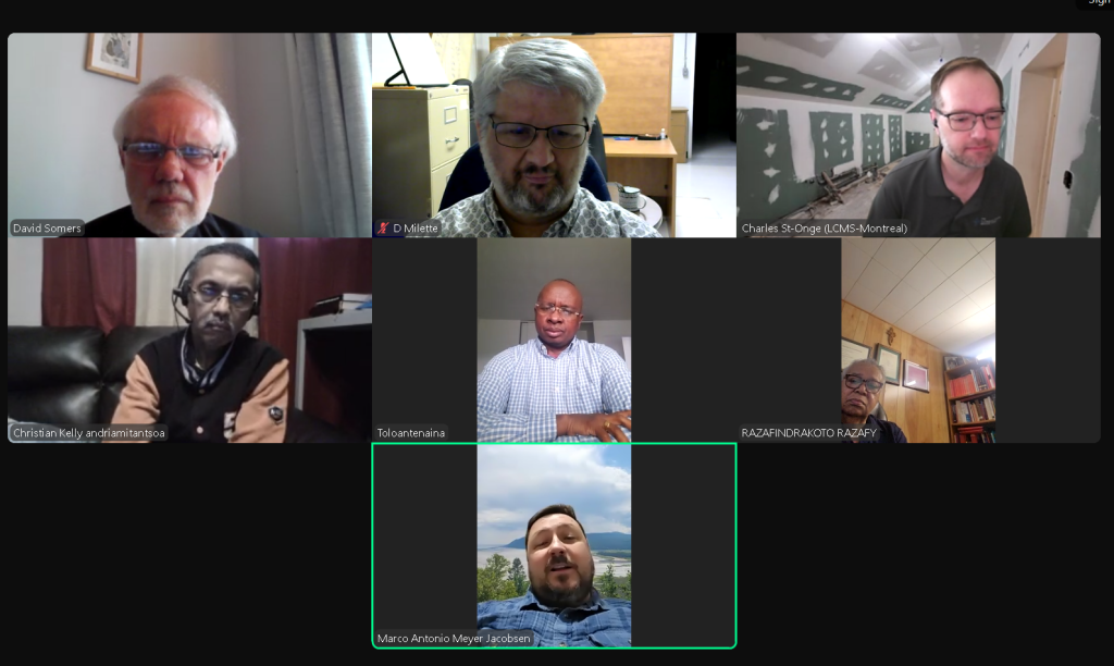 Pastors from Lutheran Church–Canada, Malagasy Lutheran Church, and francophone pastors of the Lutheran Church—Missouri Synod gather online.
