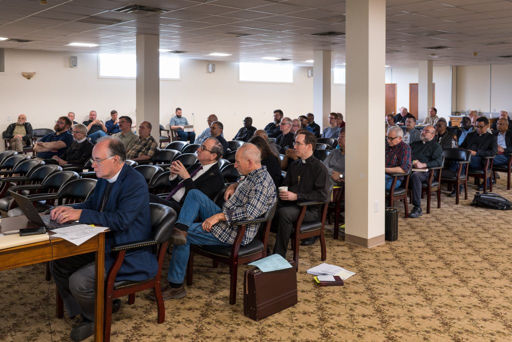 East Region pastors and deacons gather for a presentation at their Spring conference.