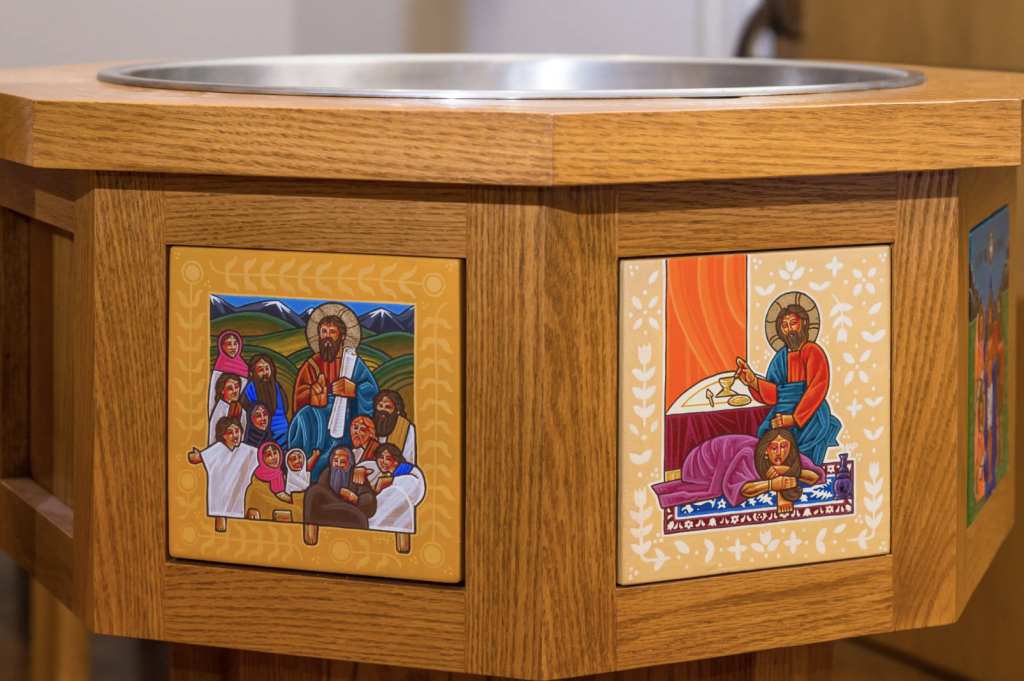 New panels of Baptismal Font at Concordia Lutheran Theological Seminary in St. Catharines.